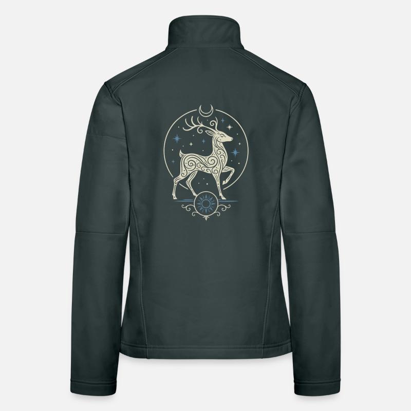 Celtic Yule Deer with Sun and Moon Women's Softshell Jacket