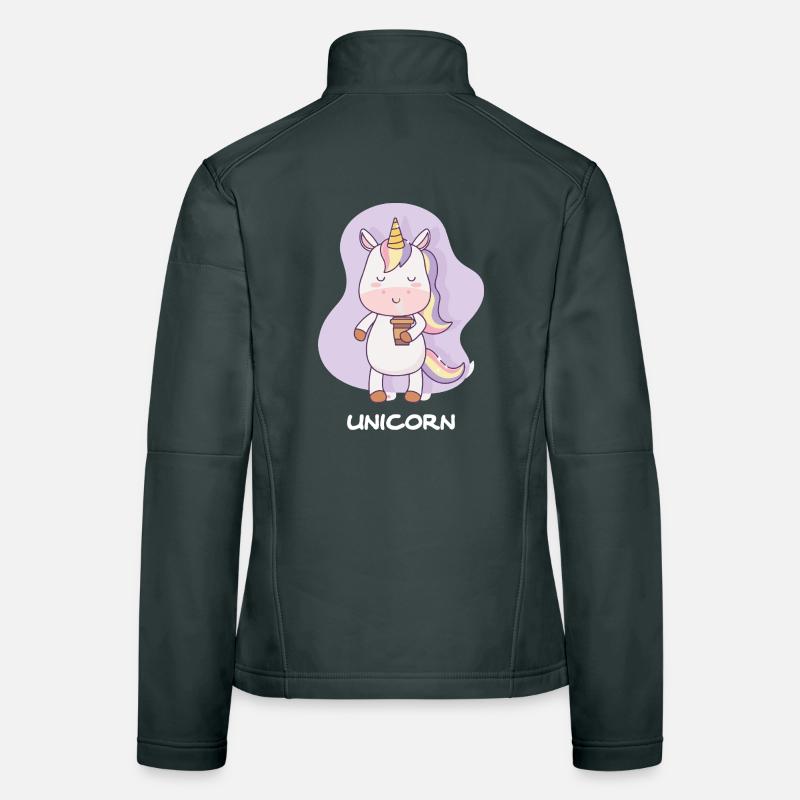 Coffee-drinking unicorn Women's Softshell Jacket