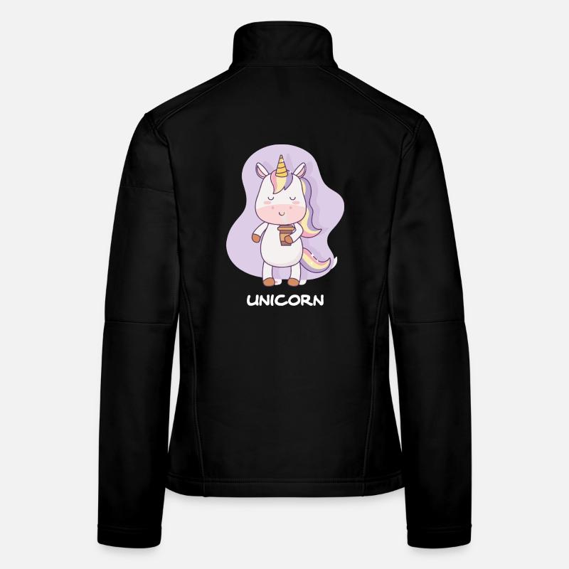 Coffee-drinking unicorn - Women's Softshell Jacket - black