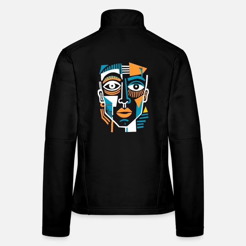 Buntes kubistisches Gesicht Frauen Softshelljacke
