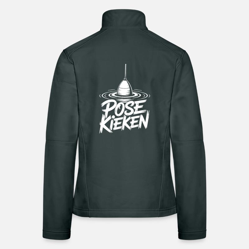 Fischen Pose Humor Frauen Softshelljacke