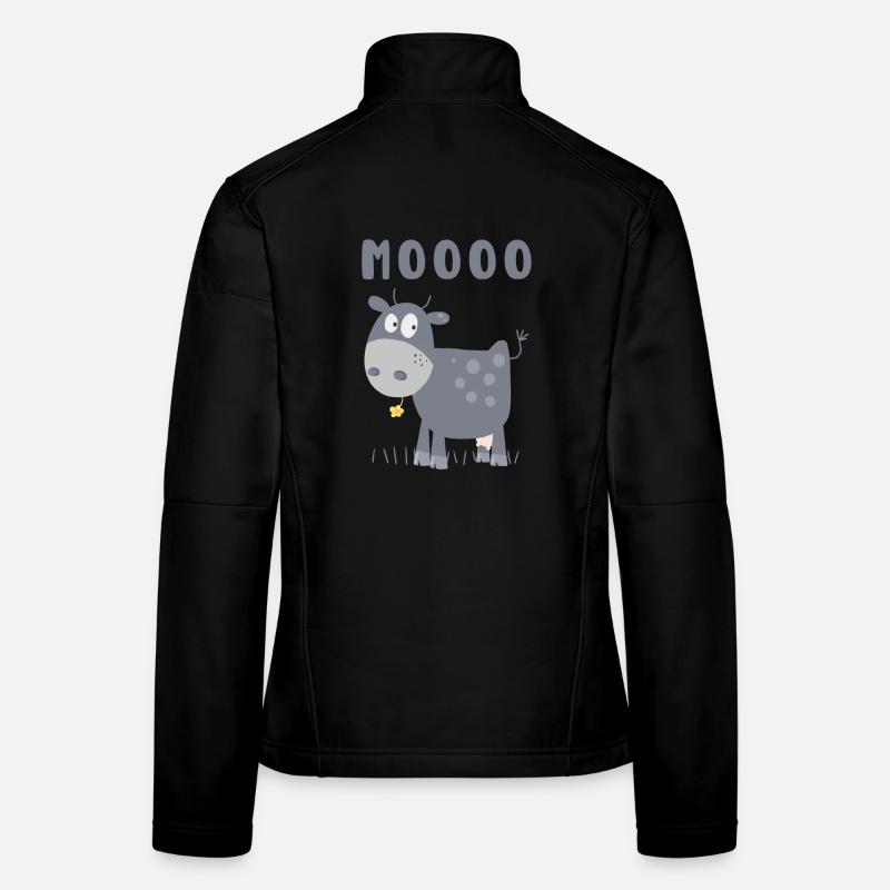 Mooo Kuh Comic Rind Bauernhoftier Comic Frauen Softshelljacke