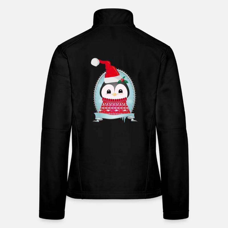 Pingouin de Noël avec pull à tricoter &bonnet Veste en tissu softshell Femme