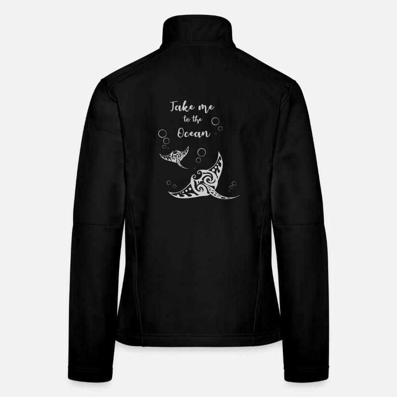 "Take me to the Ocean" Slogan mit zwei Mantas - Frauen Softshelljacke - Schwarz