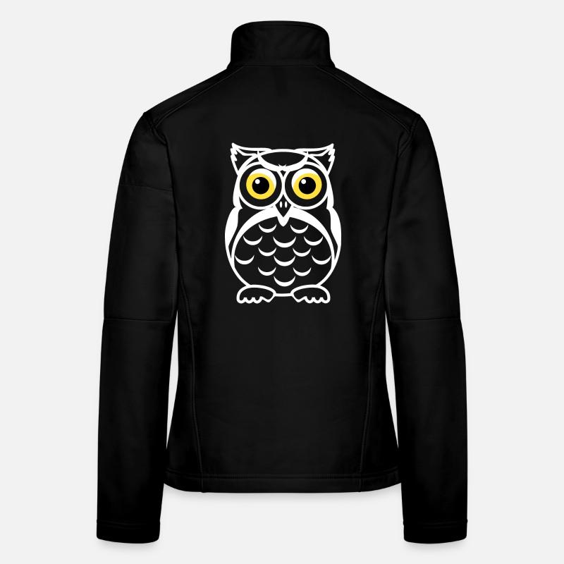 Schwarzweiß Eulenblick Gelbe Augen Frauen Softshelljacke