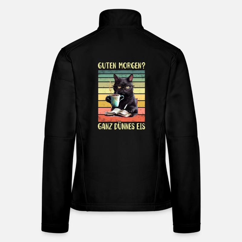 Schwarze Katze Morgenmuffel - Frauen Softshelljacke - Schwarz