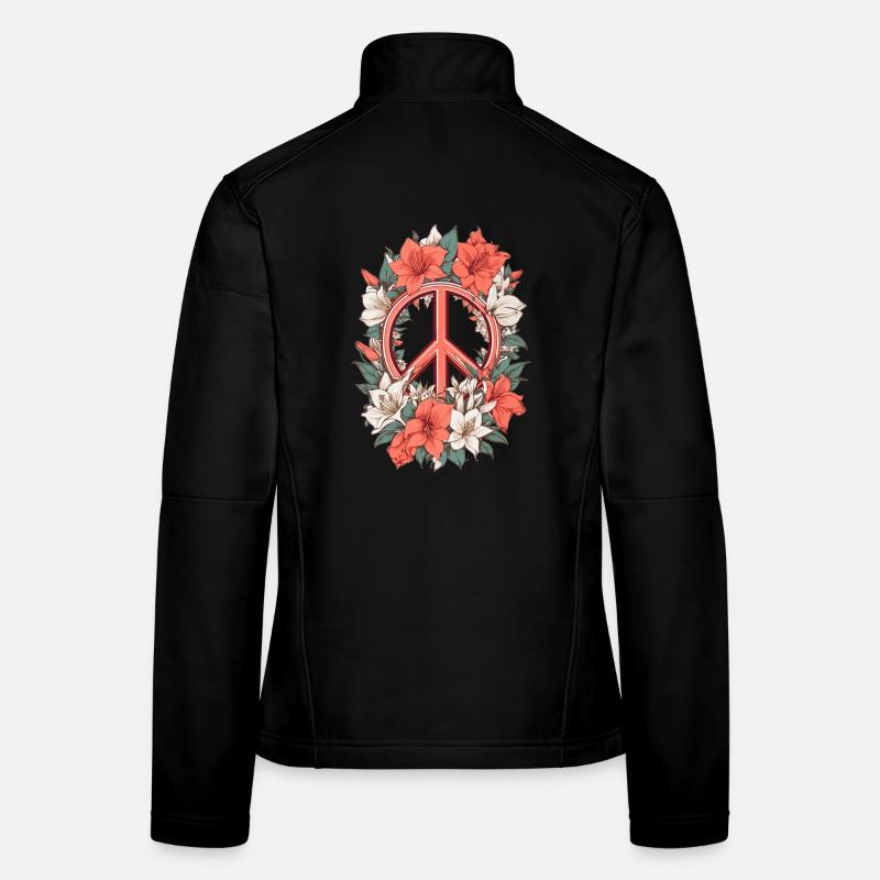 Friedenszeichen mit Amaryllis Blumen Frauen Softshelljacke