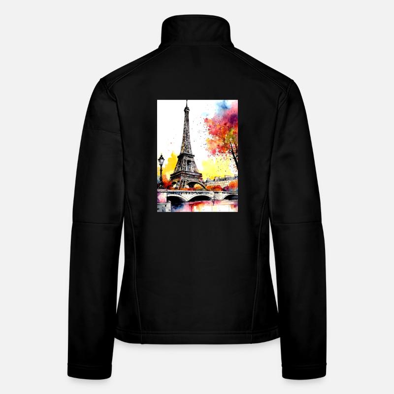 Eiffelturm im Herbst Aquarell Frauen Softshelljacke