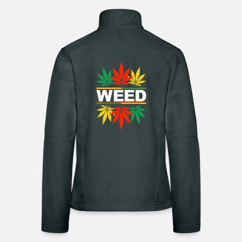 Vibrant Cannabis Leaf Pattern Design Women's Softshell Jacket