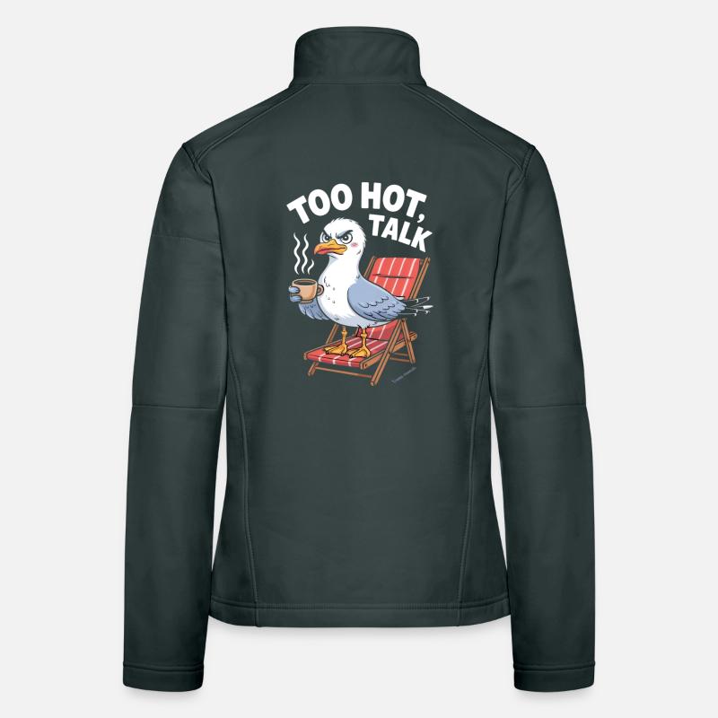 Freche Möwe entspannt sich mit Kaffee Frauen Softshelljacke