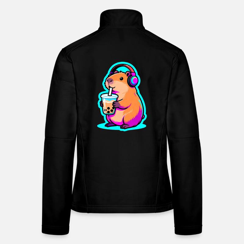 Süßes Capybara Bubble Tea Kawaii Tier Geschenk Frauen Softshelljacke