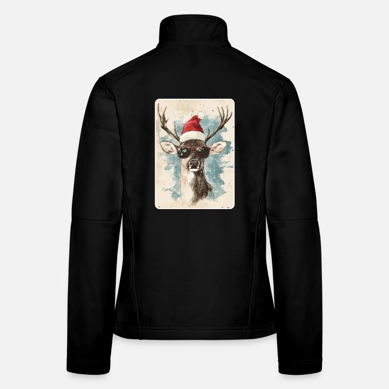 Cerfs de renne bois de rene Noël Vintage Veste en tissu softshell Femme
