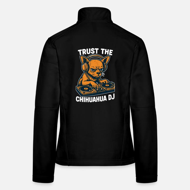 Chihuahua DJ Retro Turntables Kopfhörer Geschenk Frauen Softshelljacke
