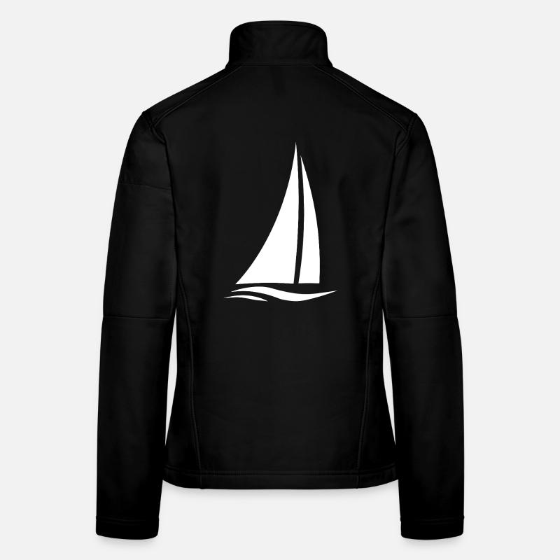 Weißes Segelboot über Wellen Frauen Softshelljacke
