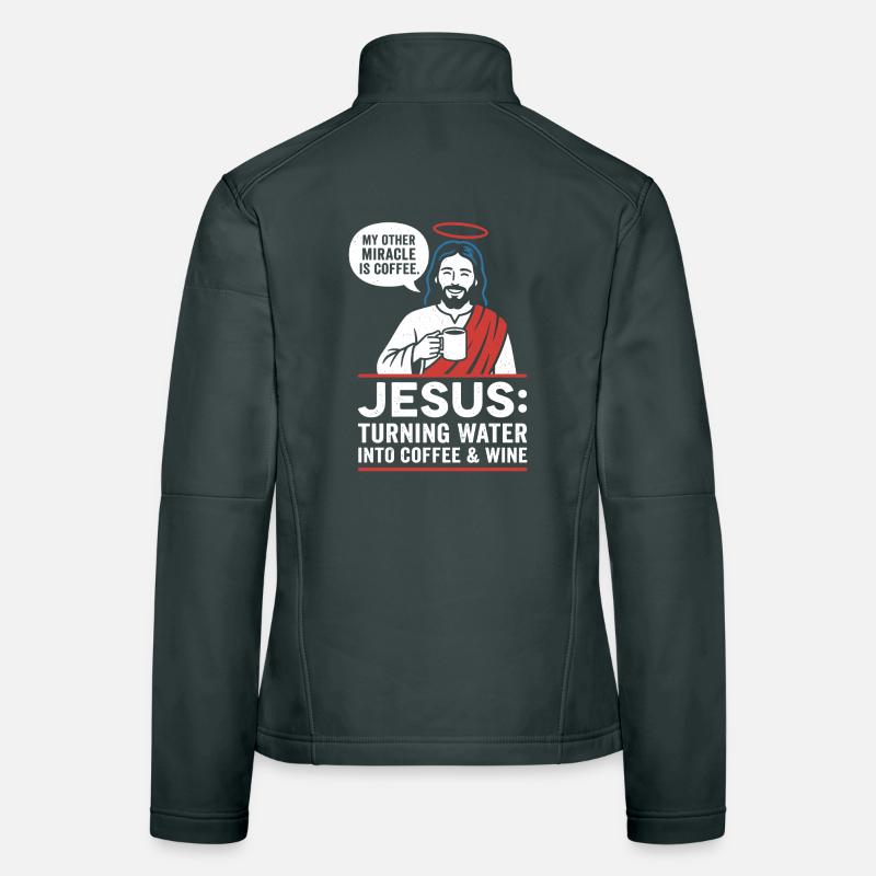Graphique du miracle du café Jésus Veste en tissu softshell Femme