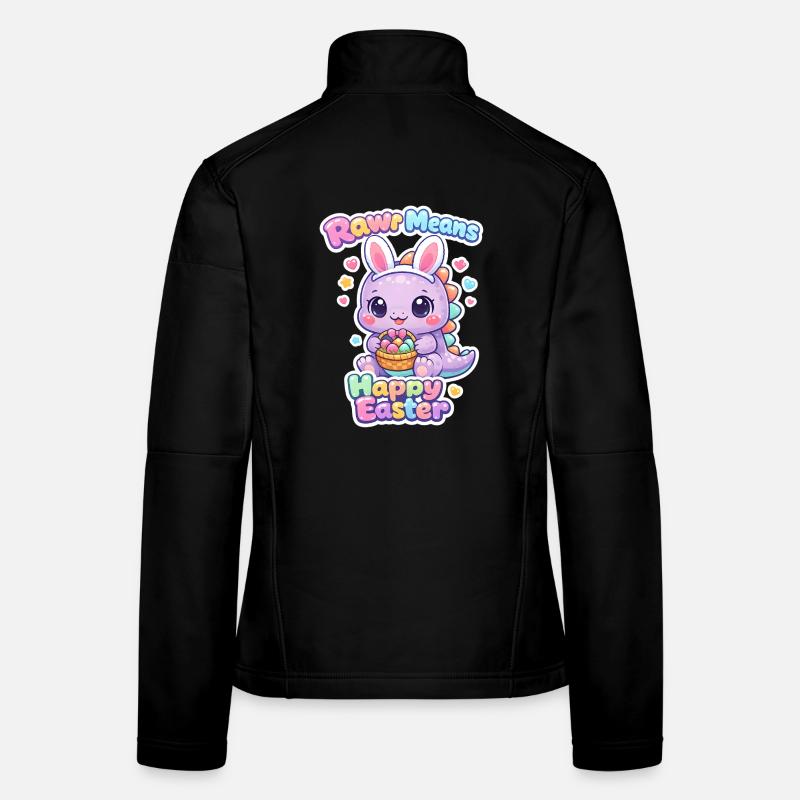 Rawr Dino Bunny Spring Summer Easter Garden Women's Softshell Jacket