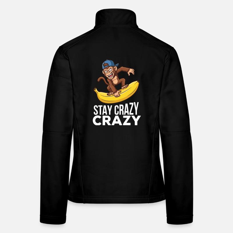 Crazy Monkey on Banana Graphic Tee Women's Softshell Jacket