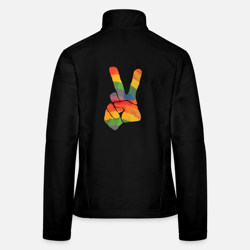 Farbiges Peace Zeichen - Frauen Softshelljacke - Schwarz