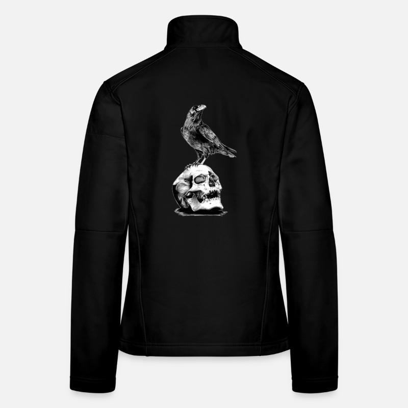 Crâne avec un corbeau Veste en tissu softshell Femme