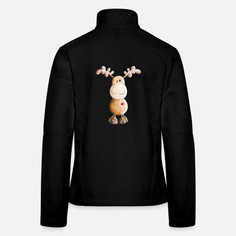 Elch mit Herz - Elche - Hirsch - Wildtier - Tier - Frauen Softshelljacke - Schwarz