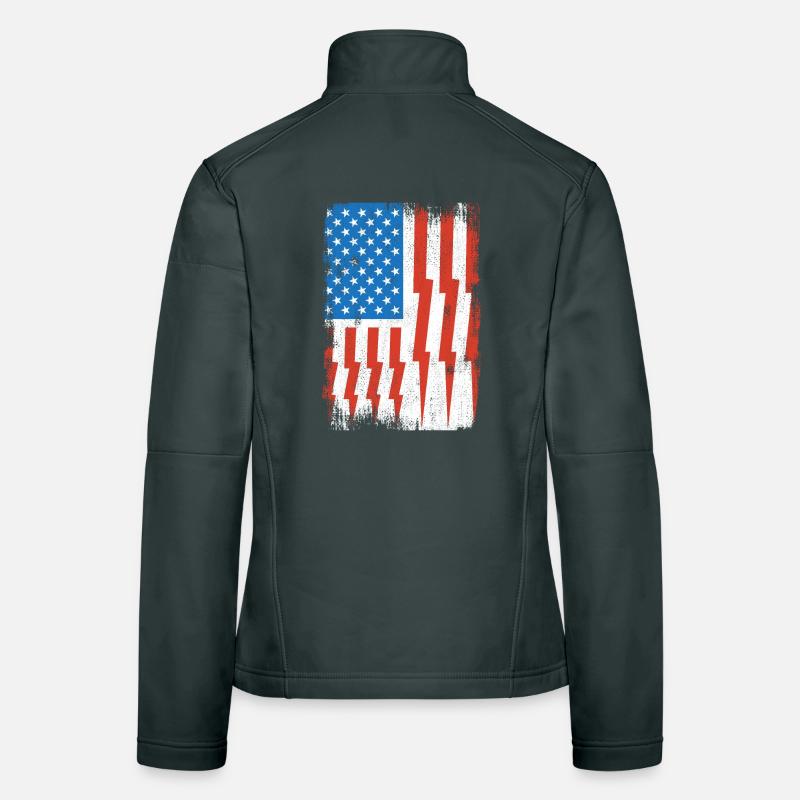 Elektriker US Flagge Frauen Softshelljacke
