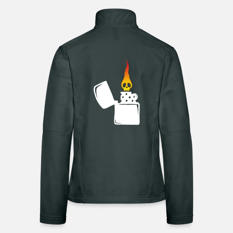 Flammenschädel und weißes Feuerzeug Frauen Softshelljacke