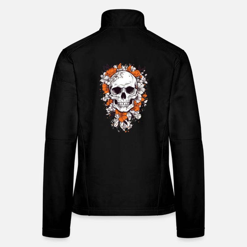 Crâne avec des fleurs Veste en tissu softshell Femme