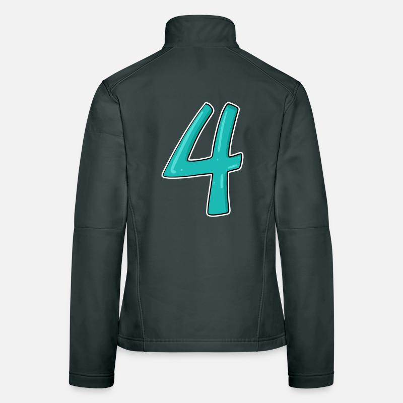 Zahl Vier Ziffer Nummer Vierter Vierte Frauen Softshelljacke