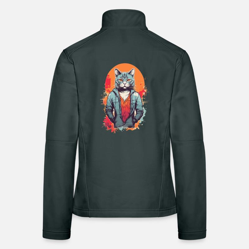 Coole graue Katze Frauen Softshelljacke