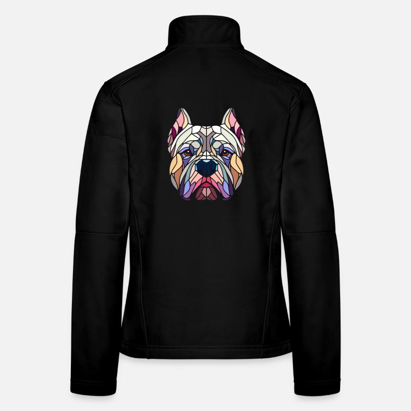 Tête american bully art géométrique, polygone Veste en tissu softshell Femme