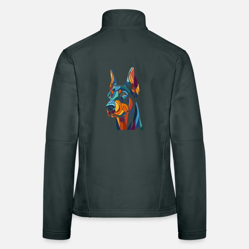 Dobermann Hundekopf Frauen Softshelljacke