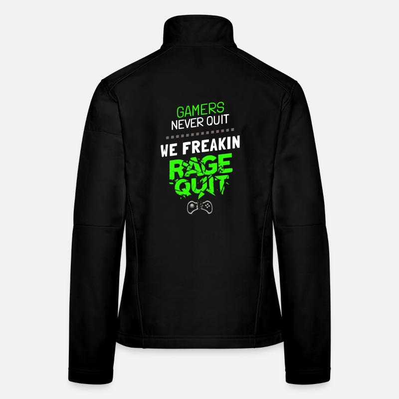 Gamers Never Quit - Gaming Meme Spruch - Frauen Softshelljacke - Schwarz