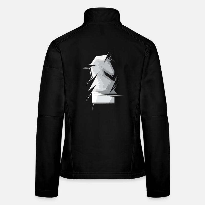 Tournoi du club de figures d’échecs abstraites de cheval d’échecs Veste en tissu softshell Femme