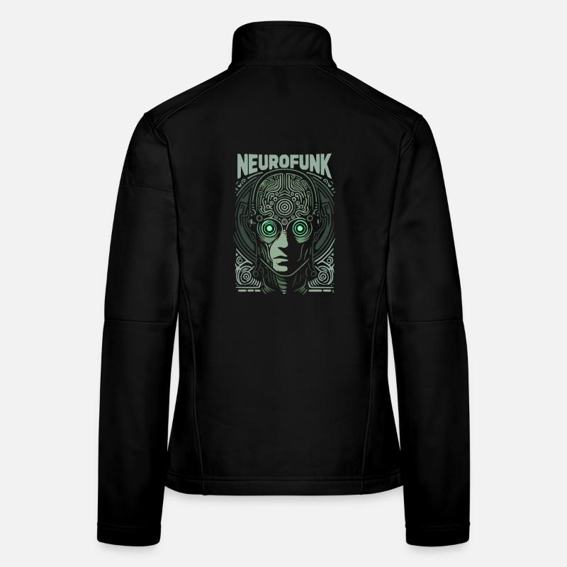 Neurofunk Cyborg Head Drum and Bass Music - Women's Softshell Jacket - black