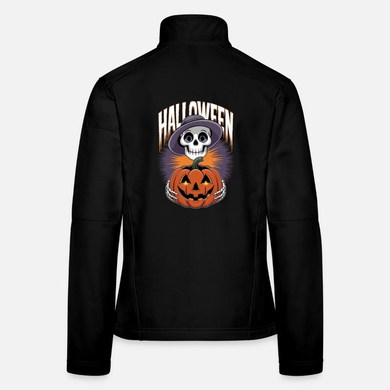 Halloween Skeleton with Lantern Pumpkin Women's Softshell Jacket