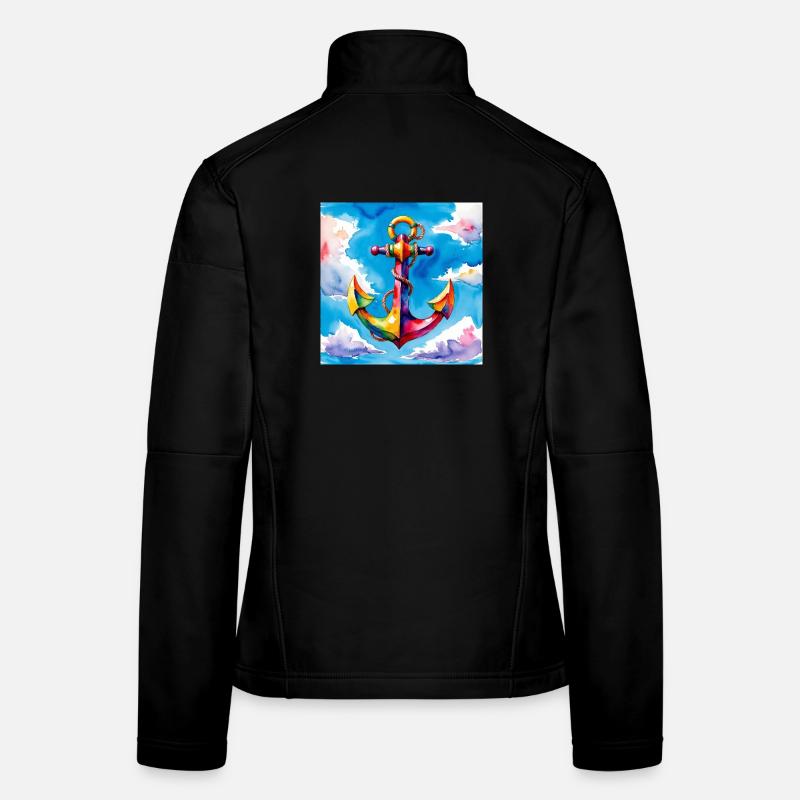 Ancre aquarelle colorée dans le ciel Veste en tissu softshell Femme