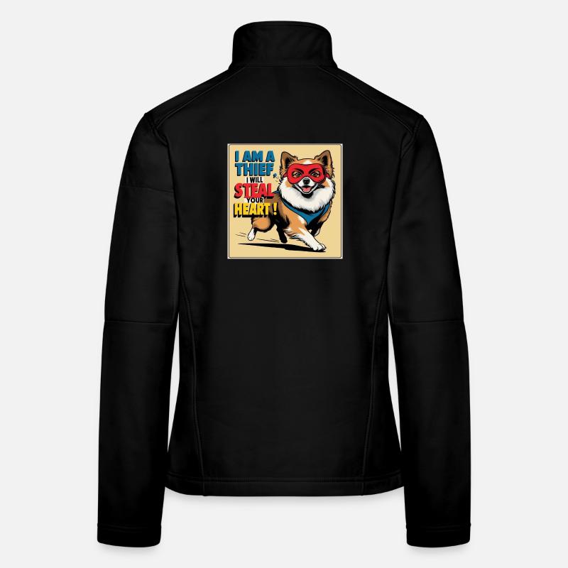 Chien de Poméranie « Je suis un voleur » Veste en tissu softshell Femme
