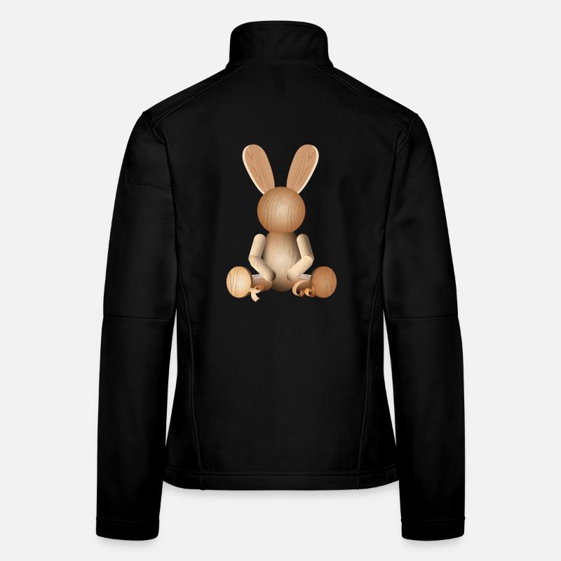 Illustrative Holzoptik – Charmante Hasenfigur Frauen Softshelljacke