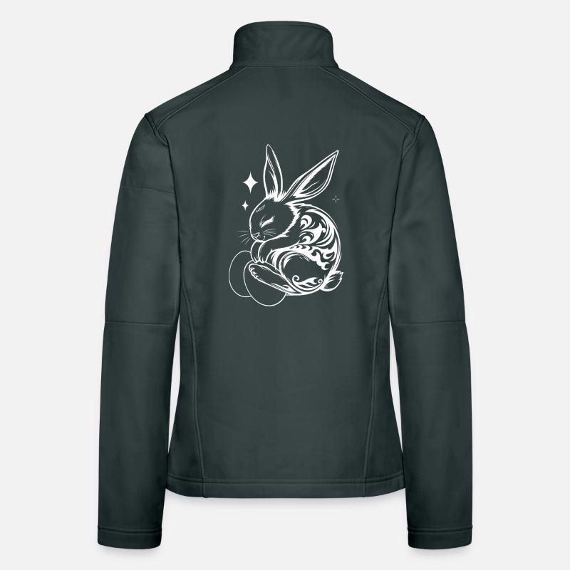 Sleeping Easter Bunny with Tribal and Eggs Women's Softshell Jacket