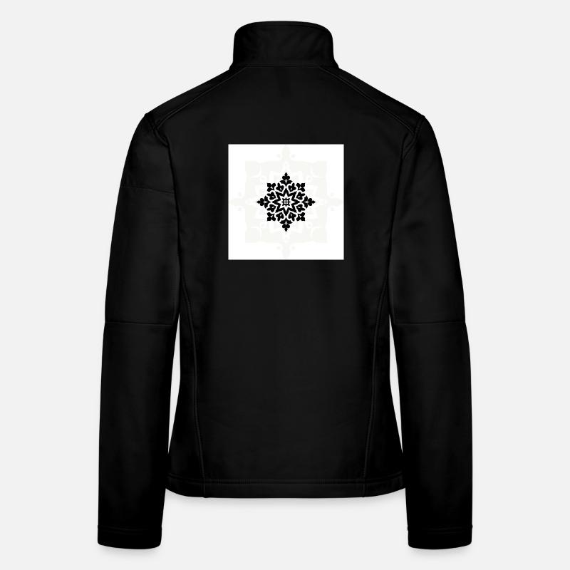 Motif complexe de mandala noir et blanc Veste en tissu softshell Femme