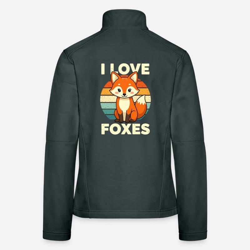 Fuchs süß niedlich Waldtier Illustration Tier Wald Frauen Softshelljacke