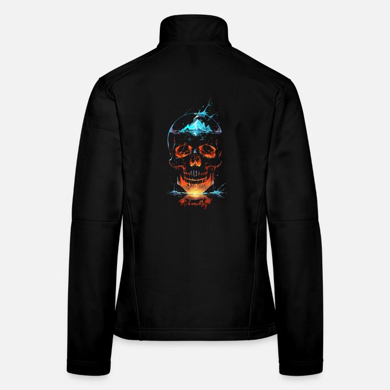 Leuchtender Feuer- und Eisschädel Frauen Softshelljacke