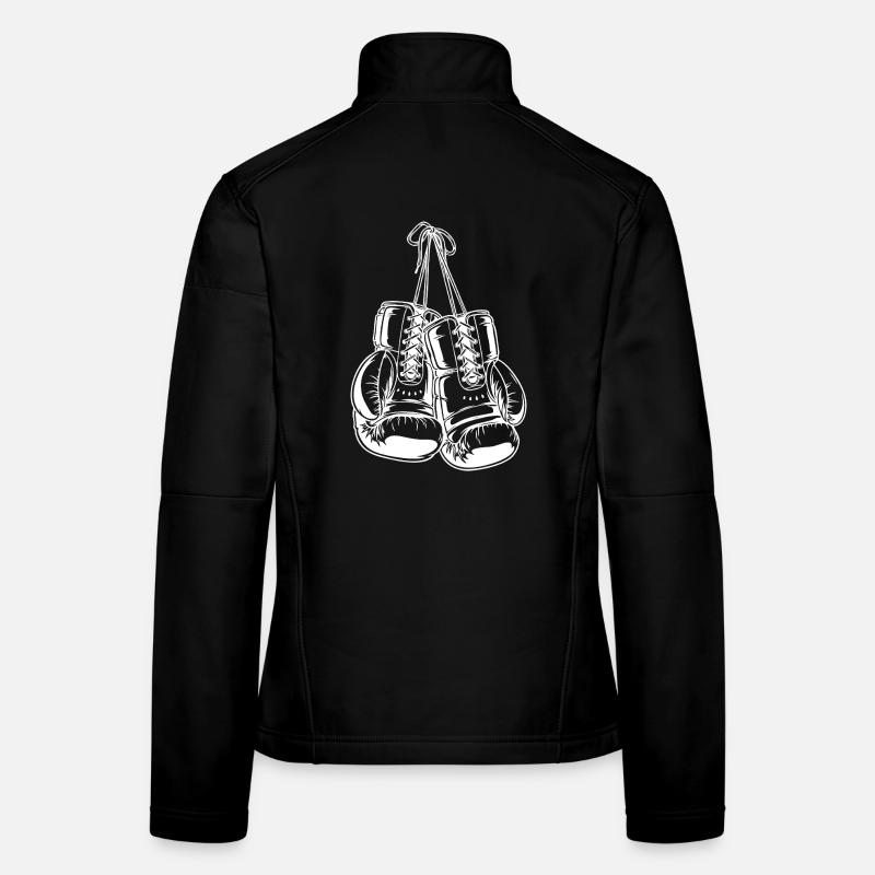 Conception de gants de boxe blancs pour la création de logo - Veste en tissu softshell Femme - noir