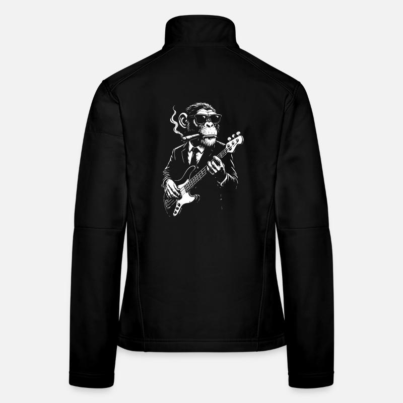 Rockin Monkey smoking cigar in a Sharp Suit Women's Softshell Jacket