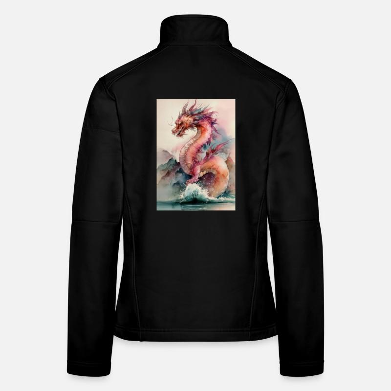 Fancy Watercolor Dragon Marine Women's Softshell Jacket
