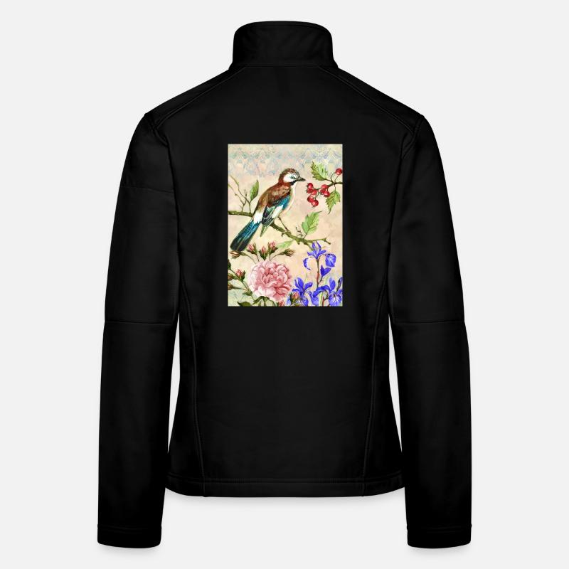 Oiseau coloré Veste en tissu softshell Femme