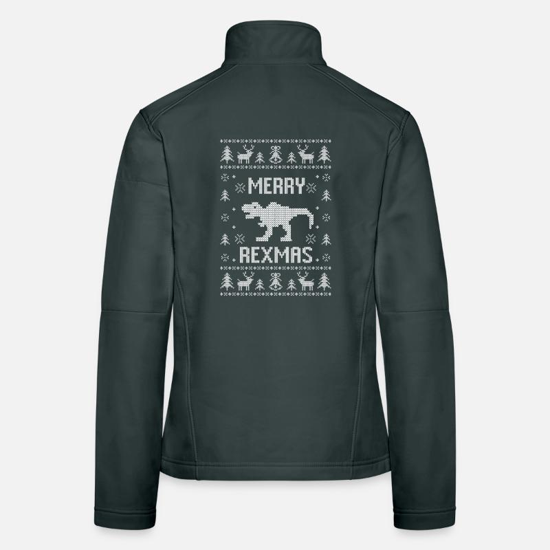 Pull de Noël de dinosaures T-Rex Merry Rexmas Veste en tissu softshell Femme