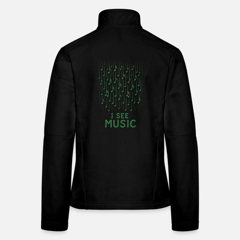 Je vois de la musique : une pluie de notes abstraites Veste en tissu softshell Femme