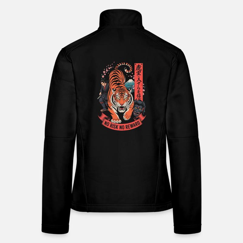 No Risk No Reward Tiger Samurai Design Women's Softshell Jacket