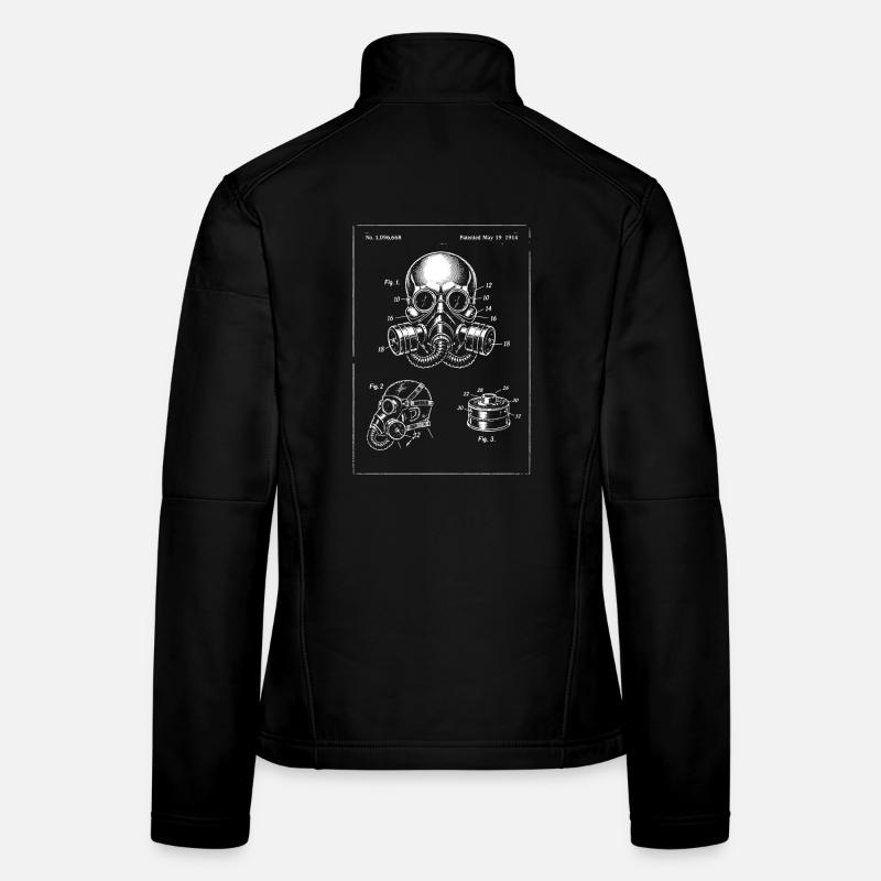 Gas Mask Blueprint Illustration Women's Softshell Jacket